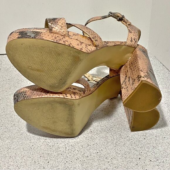 Nine West Funkyo Shoes US 8.5M Faux Lizard Platform High Heel Strappy Sandals - Picture 10 of 12